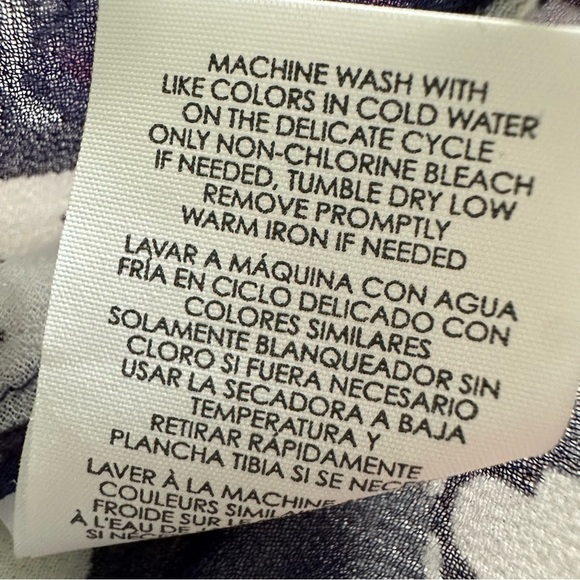 Cabi #5349 Navy Floral Paisley Peplum Striped Sheer Ruffle Pleated Top Sz S Boho - Picture 9 of 9